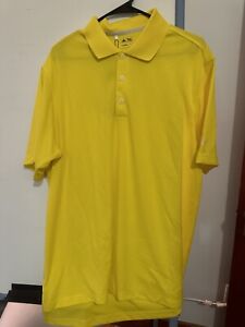 Adidas Men's Large Yellow ClimaLite Short Sleeve Polo Golf Shirt - New With Tags