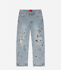 Jeans à éclaboussures chaîne fugazi lavés à la lumière, multicolores, taille S(30) portés deux fois