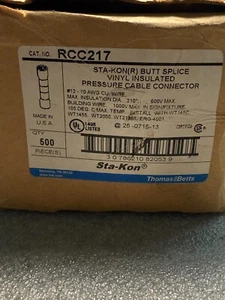 Thomas & Betts ABB RCC217 Vinyl Insulated Butt Splice 12-10AWG Yellow Box of 500 - Picture 1 of 1