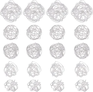 50Pcs 5 Sizes 304 Stainless Steel Bead Cages Wire Wrapped Spacer Beads Crystal S - Picture 1 of 7