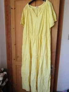 NWT Monsoon XXL yellow tea dress, floaty, silver thread, tiered, short sleeve G1 - Picture 1 of 6