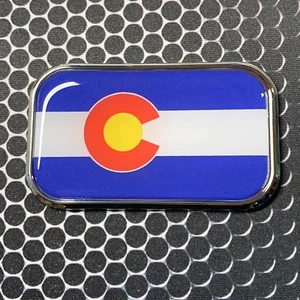 Colorado Flag Domed CHROME Emblem Proud Flag Car Sticker 3D 3"x 1.8" Denver - Imagen 1 de 6