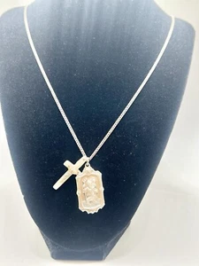 Creed Sterling Silver St. Christopher And Crucifix Charms And Necklace - Picture 1 of 8