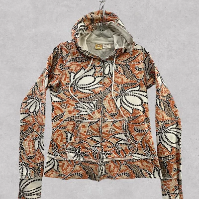 Y2K Ezekiel Hoodie AOP Womens Medium Full Zip Skater Surf Orange Brown Abstract - Image 1 of 4