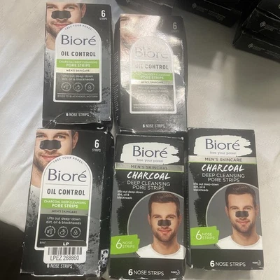 5 X Bioré Men's Nose Pore Strips Blackhead Removal Deep Cleansing  30 Total - Image 1 of 2