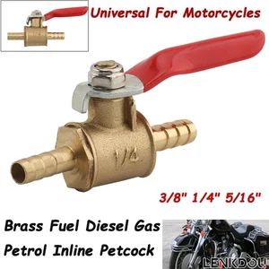 5/16" 3/8" 1/4" Brass In-Line Fuel Tap Pump Fuel Switch Custom For Motorcycles - Imagen 1 de 14