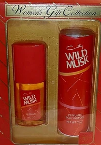 Coty Wild Musk Perfume Spray 1 OZ & Perfumed Body Powder 2 OZ VINTAGE! RARE! - Picture 1 of 9