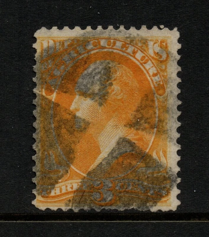 O3  FVF CENTER SOUND USED 3 CENT AGRICULTURE OFFICIAL BOLD CROSSROADS CANCEL - Image 1 of 1