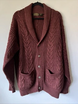 Vtg Eddie Bauer Chunky Knit Cardigan Sweater Men's Size L Fisherman Wool Blend - Image 1 of 4