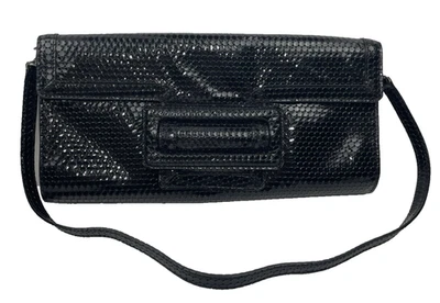 Bolso sin asas de noche Sondra Roberts negro con patrón de lentejuelas con correa Foto 1 de 4