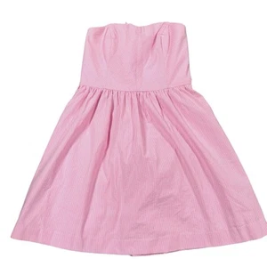Lilly Pulitzer Richelle trägerloses Kleid rosa & weiß gestreift Seersucker Gr. 8 Neu mit Etikett - Bild 1 von 13