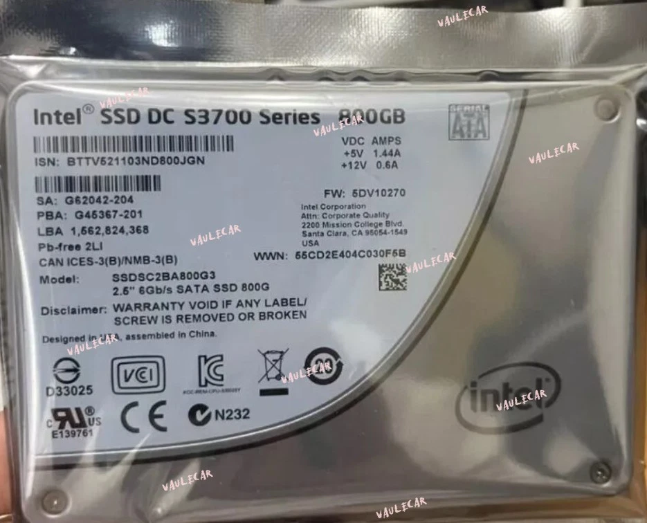Intel S3700 800GB SSD 6Gbps SATA Enterprise Solid State Drive SSDSC2BA800G3 - Image 1 of 1