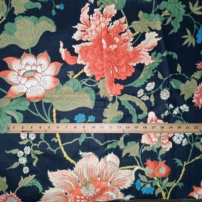 Tela Floral Waverly “Thais” De Colección – Serigrafía Negra Naranja – 54x47 Otoño Retro Foto 1 de 4