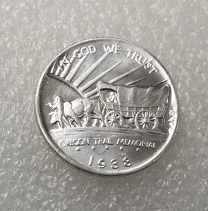 1938 Oregon Trail Memorial Half Dollar Extra Fine Silver Commemorative - Picture 1 of 3