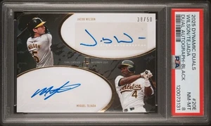 2025 Topps MLB Dynamic Duals Jacob Wilson & Miguel Tejada /50 Black Auto PSA 8 - Picture 1 of 7