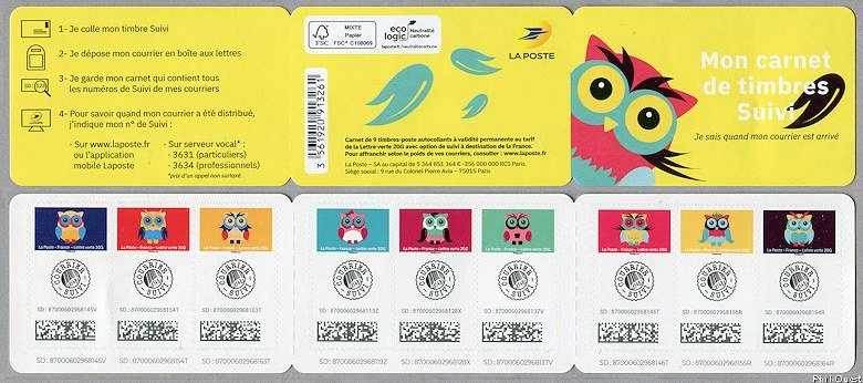 BC 1921  année 2020 avec 9 Timbres carnet lettre suivie faciale 18,18 - Photo 1/1