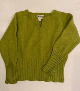 Harley Of Scotland Wool Sweater Women Medium Green Extra Fine Merino Wool Angora - Picture 1 of 9