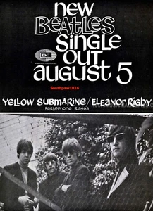 1968 The Beatles "Yellow Submarine/Eleanor Rigby" UK Song Release Promo Ad Print - Picture 1 of 1