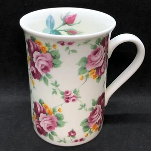 Vintage Roy Kirkman Mug Shabby Roses Pink Red Bone China Inside Detail England - Picture 1 of 9