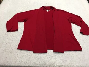 Dressbarn Cardigan Plus Size 22/24 Red Long Sleeve Open Front Collared - Picture 1 of 12