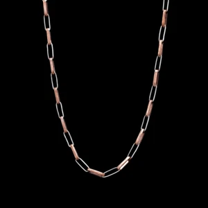 Mens 20 Inch Platinum and Rose Gold Links Chain 18 Gram Weight - Picture 1 of 5