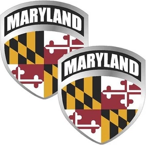 Juego de calcomanías de escudo de bandera de Maryland MD de 2-3" insignia - Imagen 1 de 1