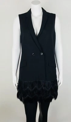 CHALECO DE LANA PARA MUJER BANANA REPUBLIC PETITE NUEVO CON ETIQUETAS PLUMA 8P BOLSILLOS NEGROS SÓLIDOS Foto 1 de 4