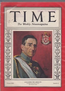 1929 Time magazine--Feb.11 1929 Alexander the absolute - Foto 1 di 1