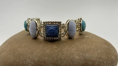 GORGEOUS WHITNEY KELLY 925 STERLING SILVER MULTI-GEM STATEMENT TOGGLE #4 - Image 1 of 4