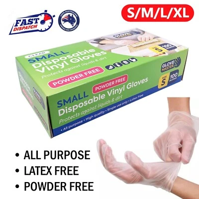 Disposable Clear Vinyl Gloves Powder Free Latex Free Food Safe S/M/L/XL Size AU - image 1 of 4