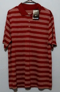 Nike Golf Men's Large Dri-Fit Burgundy with White Stripes Polo Shirt NWT - Picture 1 of 10