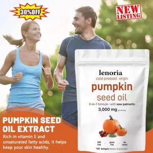 Pumpkin Seed Oil 3000mg | 180Softgel Capsules | Cold Pressed | Naturally Rich in - Imagen 1 de 12