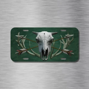 Bow hunter Deer Skull Hunting Bow and Arrow Vehicle License Plate Auto Car Tag - Picture 1 of 4