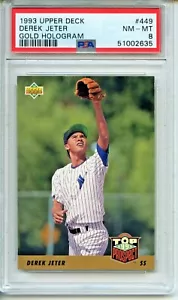 1993 Upper Deck Gold Hologram #449 Derek Jeter Rookie PSA 8 Rare Yankees - Picture 1 of 2