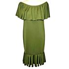 LuLaRoe Cici Women's Medium Dress Olive Green Ruffles Shimmery NWT retired