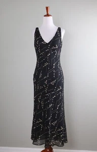 LAUREN RALPH LAUREN $139 Vintage 100% Silk Geo Triangle Midi Slip Dress Size 8 - Picture 1 of 6