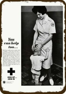 1966 AMERIKANISCHES ROTES KREUZ Krankenschwester Vintage-Look DEKORATIVE REPLIK METALLSCHILD - Bild 1 von 1