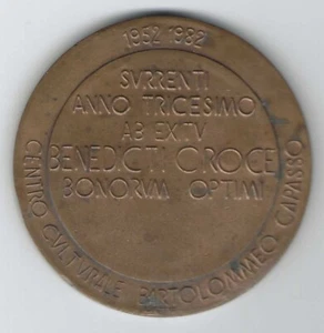 SORRENTO BENEDETTO CROCE MEDAGLIA 1982 CENTRO CULTURALE CAPASSO (MM.59) #CASS4 - Imagen 1 de 2