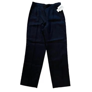 Rafaella 100% Linen Black Dress Pants Size 10 NWT Straight Leg Trousers Lined - Picture 1 of 8