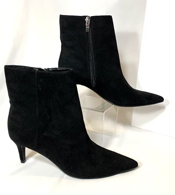Marc Fisher Ankle Boots Womens 8 Medium Black Suede Kitten Heel Pointy Toe NEW - Image 1 of 4