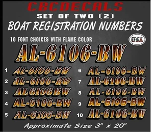 Juego de dos números de registro de barco impreso Cbcdecls-Flames/Fire 3 x 20 - Imagen 1 de 8