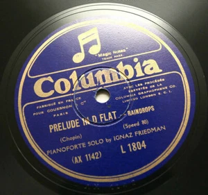 IGNAZ FRIEDMAN piano Chopin Liszt french 1926 columbia L 1804 78 80 rpm - Bild 1 von 1