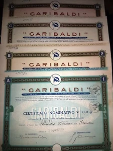 LOTO 4 AZIONI D'EPOCA FASCISTA ORIGINALI * 4 TAGLI DIVERSI * NAVIGAZIONE GENOVA - Foto 1 di 3