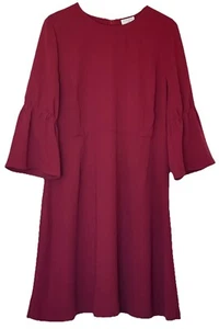 J Jill Christian Siriano Women 16 Petite Red Bell Sleeve Lined Dress Knee Length - Picture 1 of 6