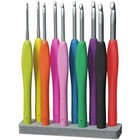 Crochet Hook Set 9Pc Soft Grip Ergonomic Aluminium Hooks 2mm-6mm Colour Coded