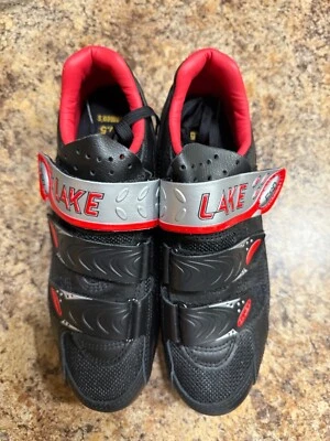 Zapatos de ciclismo para mujer LAKE CX120 negros rojos plateados talla 40,5 EE. UU. 8,5 Foto 1 de 4