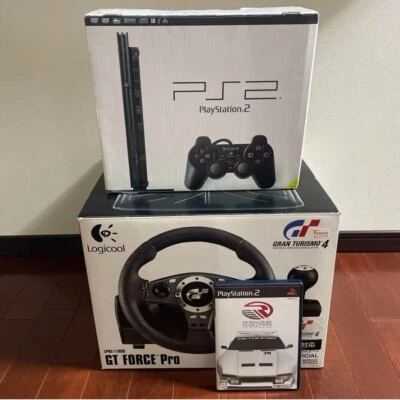 PlayStation 2 + GT Force Pro + R:RACING EVOLUTION 3 sets Japanese game used - Image 1 of 4