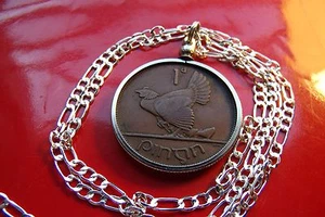 1943 Irish Rare Penny Pingin Pendant on a 28" 925 Sterling Silver Chain - Picture 1 of 2