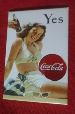 Coca-Cola Magnet with plastic overlap Yes Girl - Image 1 of 2