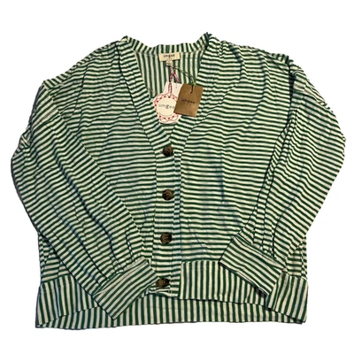 New NWT Boutique Umgee Green White Stripe Dolman Cardigan Large - Image 1 of 4